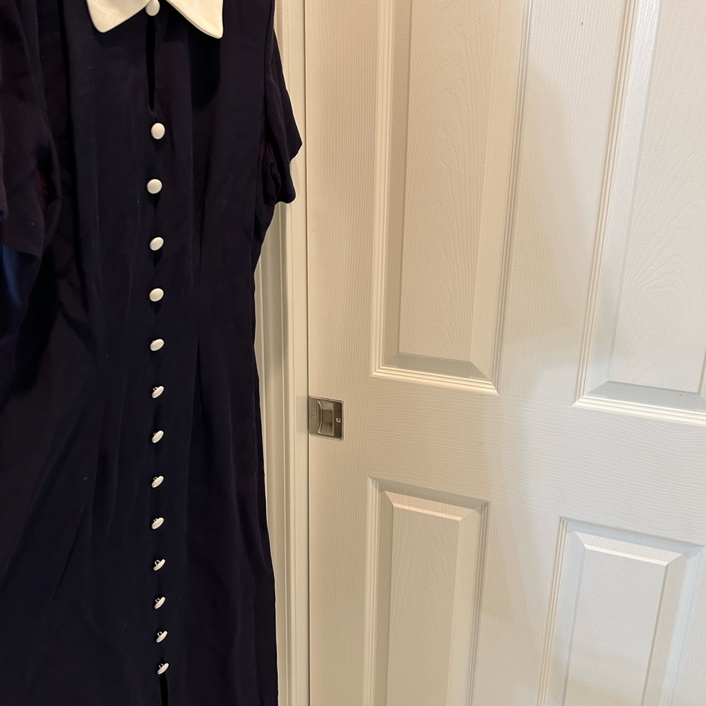 Vintage Navy Dress with White Collar